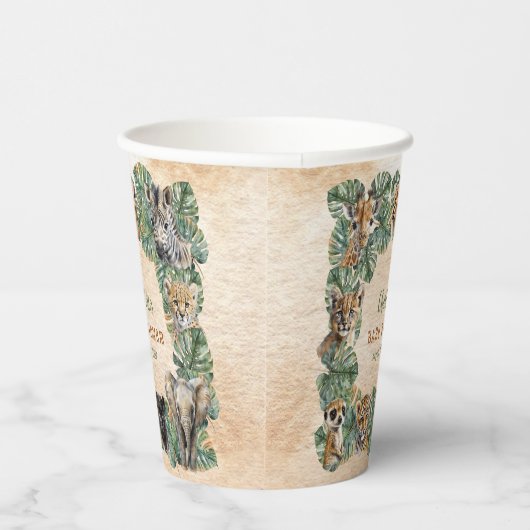 Safari Oerwoud Wilde Dieren Neutraal Baby shower Papieren Bekers (Rechts)
