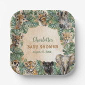 Safari Oerwoud Wilde Dieren Neutraal Baby shower Papieren Bordje (Voorkant)