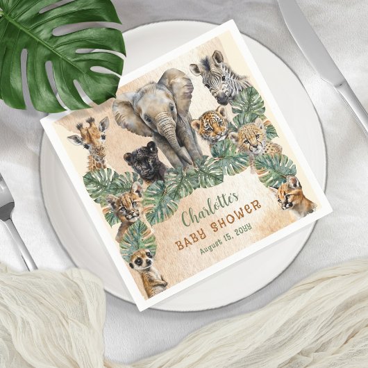Safari Oerwoud Wilde Dieren Neutraal Baby shower Servet