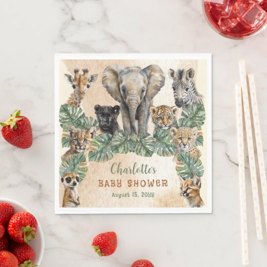 Safari Oerwoud Wilde Dieren Neutraal Baby shower Servet (Insitu)
