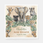 Safari Oerwoud Wilde Dieren Neutraal Baby shower Servet (Voorkant)