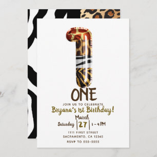 Safari Oerwoud Zebra Leopard ONE 1e verjaardag Kaart