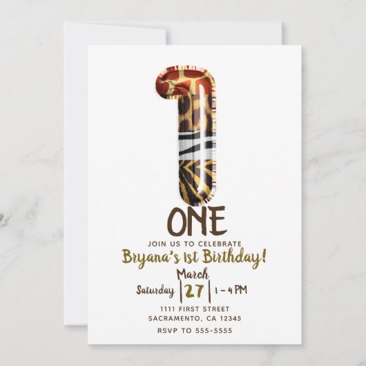 Safari Oerwoud Zebra Leopard ONE 1e verjaardagsfee Kaart (Voorkant)