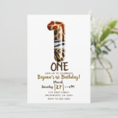 Safari Oerwoud Zebra Leopard ONE 1e verjaardagsfee Kaart (Staand voorkant)