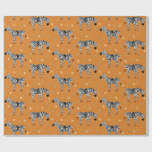 Safari Oerwoud Zebra Pattern Sinaasappel Cadeaupapier (Vlak)