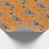 Safari Oerwoud Zebra Pattern Sinaasappel Cadeaupapier (Hoek)