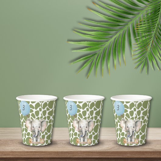 Safari Oerwoud Zoo Animal Elephant Birthday Papieren Bekers