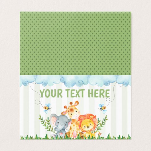 Safari Oerwoud Zoo Animal Table Tent Place Cards Kaart (Buitenkant ongevouwen)