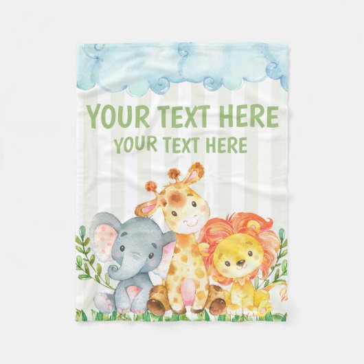 Safari Oerwoud Zoo Animal Throw Blanket Fleece Deken (Voorkant)