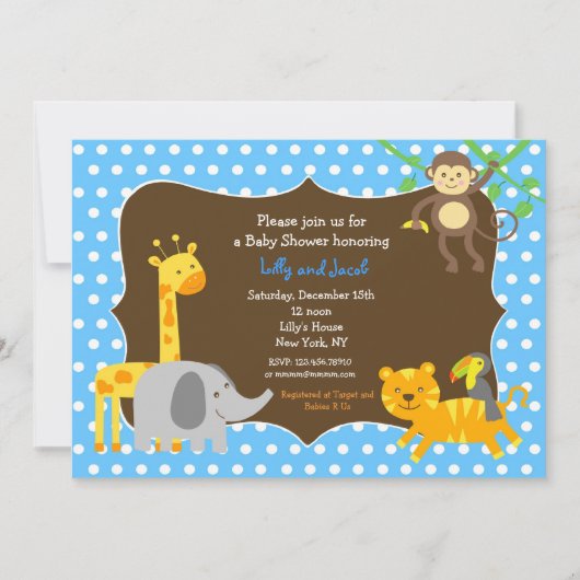 Safari Oerwoud Zoo Animals Baby shower Kaart (Voorkant)
