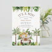 Safari Oerwoud Zoo Animals Boy Baby shower Invitat Kaart (Staand voorkant)