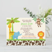 Safari Oerwoud Zoo Baby Shower Invitations Kaart (Staand voorkant)