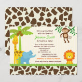 Safari Oerwoud Zoo Baby Shower Invitations Kaart (Voorkant / Achterkant)