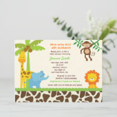 Safari Oerwoud Zoo Baby Shower Invitations Kaart (Staand voorkant)
