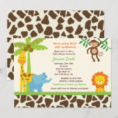 Safari Oerwoud Zoo Baby Shower Invitations Kaart (Voorkant / Achterkant)