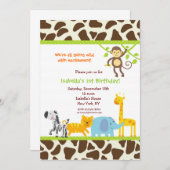 Safari Oerwoud Zoo Birthday - uitnodigingen (Voorkant / Achterkant)