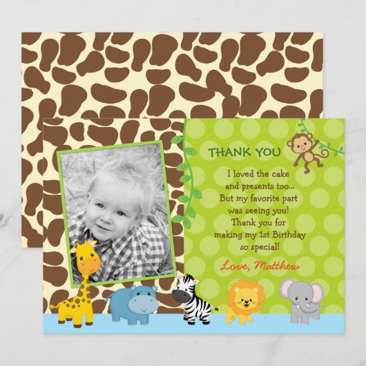 Safari Oerwouden Birthday Dank je wel Bedankkaart (Voorkant / Achterkant)