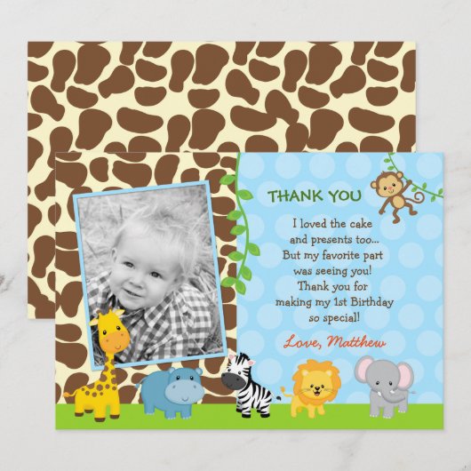 Safari Oerwouden Birthday Dank je wel Bedankkaart (Voorkant / Achterkant)