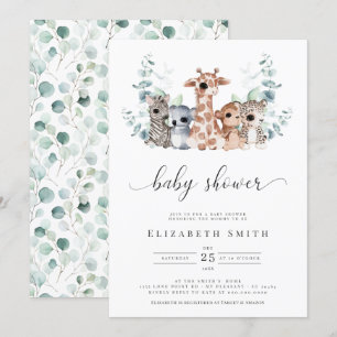 Safari Oerwouden Eucalyptus Baby shower Invit Kaart