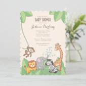 Safari Oerwouden Modern Baby shower Kaart (Staand voorkant)