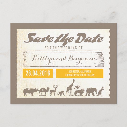 Safari of Zoo Wildlife Save the Date Briefkaarten (Voorkant)