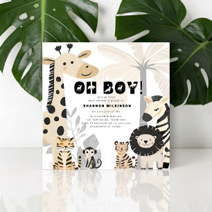 Safari Oh Boy Jungle Dieren Baby Shower Kaart