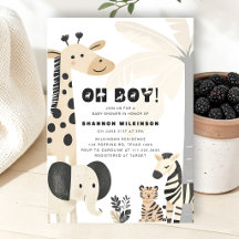 Safari Oh Jongen Baby Shower Uitnodiging