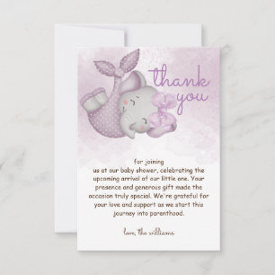 Safari olifant baby girl shower bedankkaart
