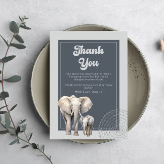Safari Olifant Baby Shower Bedankkaart