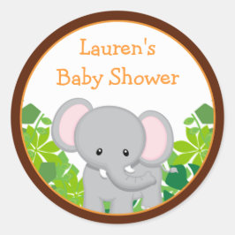 Safari Olifant Baby shower Favor Stickers