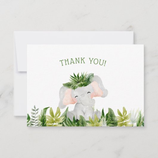 Safari Olifant dank u Bedankkaart (Voorkant)