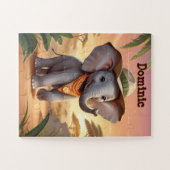 Safari Olifant gepersonaliseerd Legpuzzel (Horizontaal)