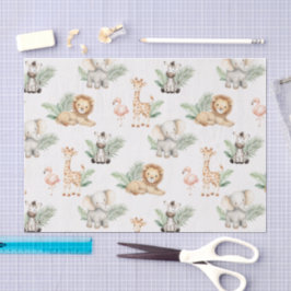 Safari Olifant Giraffe Zebra Flamingo Leeuw Dier Tissuepapier
