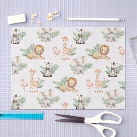 Safari Olifant Giraffe Zebra Flamingo Leeuw Dier Tissuepapier (Craft)