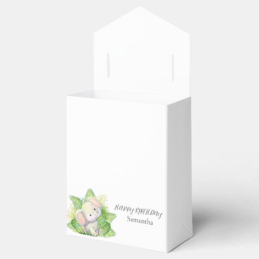 Safari-olifant Happy Birthday Favor Box Bedankdoosjes (Geopend)