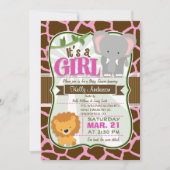 Safari Olifant, Leeuw, Giraffe Print Baby shower Kaart (Voorkant)