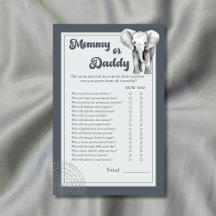 Safari Olifant Mamma of Papa Baby Shower Spel