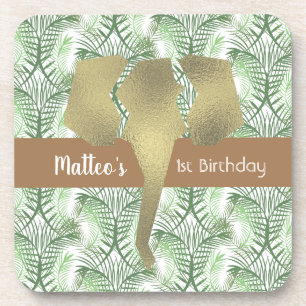 Safari Olifant Nep Goud Groene Decoratie Bier Onderzetter