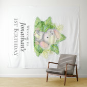 Safari Olifant Verjaardag Thema Achtergrond Wandkleed (In Situ (horizontaal))