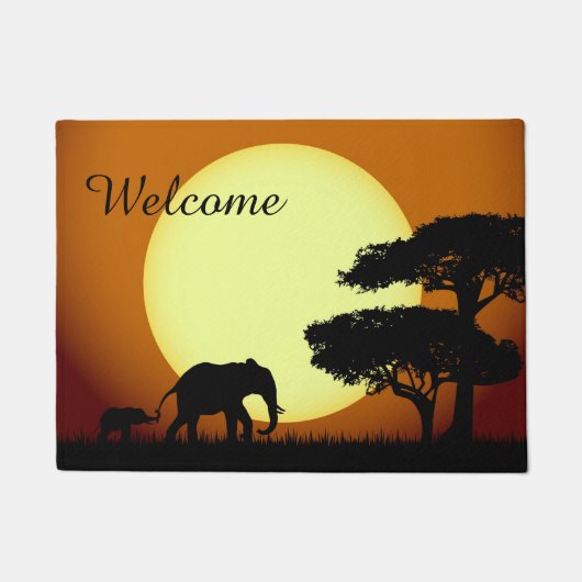 Safari-olifanten bij zonsondergang deurmat (Voorkant)