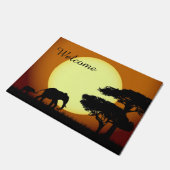 Safari-olifanten bij zonsondergang deurmat (Schuin)