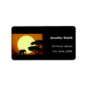 Safari-olifanten bij zonsondergang etiket (Voorkant)