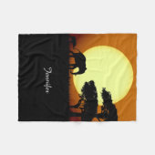 Safari-olifanten bij zonsondergang fleece deken (Voorkant (Horizontaal))