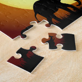 Safari-olifanten bij zonsondergang legpuzzel (Zijkant)