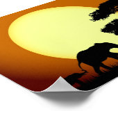 Safari-olifanten bij zonsondergang poster (Hoek)
