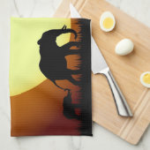 Safari-olifanten bij zonsondergang theedoek (Quarter Fold)