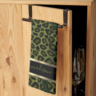 Safari Olive Green Leopard - Aanpassen Theedoek