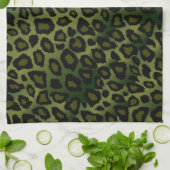 Safari Olive Green Leopard Animal Print Theedoek (Gevouwen)