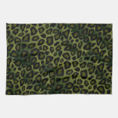 Safari Olive Green Leopard Animal Print Theedoek (Horizontaal)