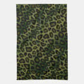 Safari Olive Green Leopard Animal Print Theedoek (Verticaal)